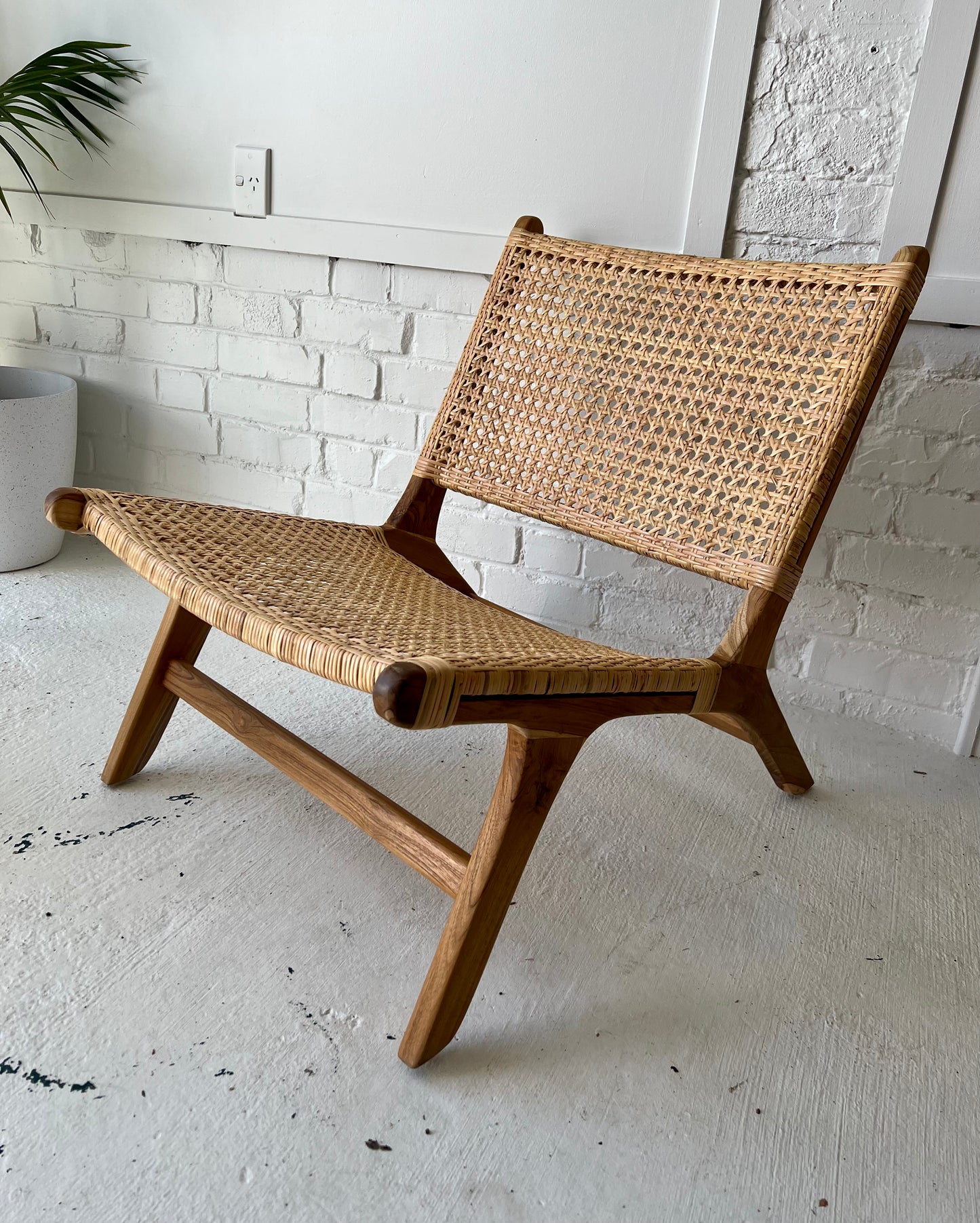 Chaise Relax en Rotin et Teck