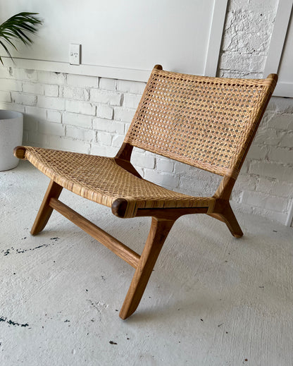 Chaise Relax en Rotin et Teck