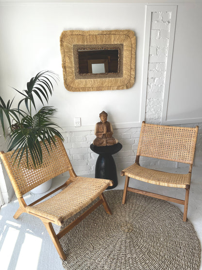 Chaise Relax en Rotin et Teck